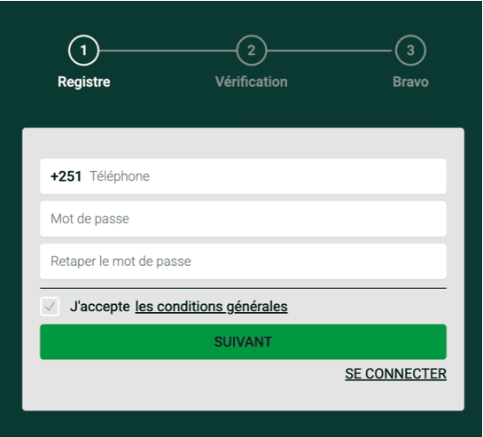Registration at Qwick Bet casino
